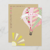 Invitation Girly chaude de baby shower de ballon à (Devant / Derrière)