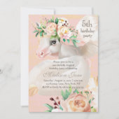 Invitation Girly Chic Aquarelle Floral Unicorn 5e Anniversair (Devant)