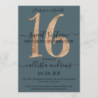 Girly Chic Faux Gold Parties scintillant Dusty Blu