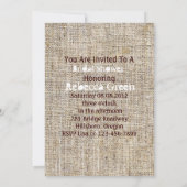 Invitation Girly Chic Rustic Country burlap nuptiale douche (Dos)