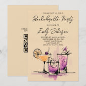 Invitation Girly Cocktails Illustration Bachelorette Party (Devant / Derrière)