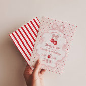 Invitation Girly Coquette Cherry First 1st Birthday Party