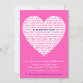 Invitation girly d'anniversaire 53 ans Fille Cœur (Devant)