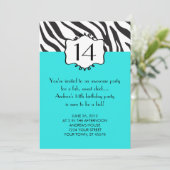 Invitation Girly d'anniversaire de zèbre (Debout devant)