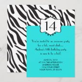 Invitation Girly d'anniversaire de zèbre (Devant / Derrière)