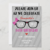 Invitation Girly d'anniversaire en verre et de (Devant)