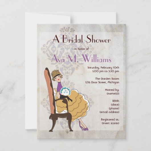 Invitation Girly de Fête de la mariée de fille (Devant)