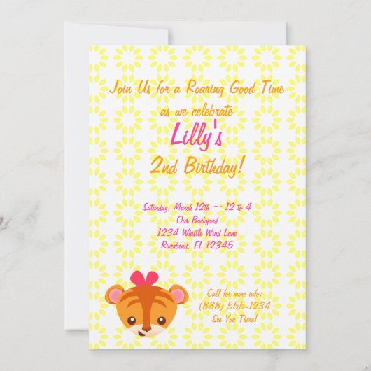 Invitation Girly de tigre (Dos)