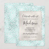 Invitation Girly Glam Mint Empreinte de léopard (Devant / Derrière)