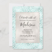 Invitation Girly Glam Mint Empreinte de léopard (Devant)