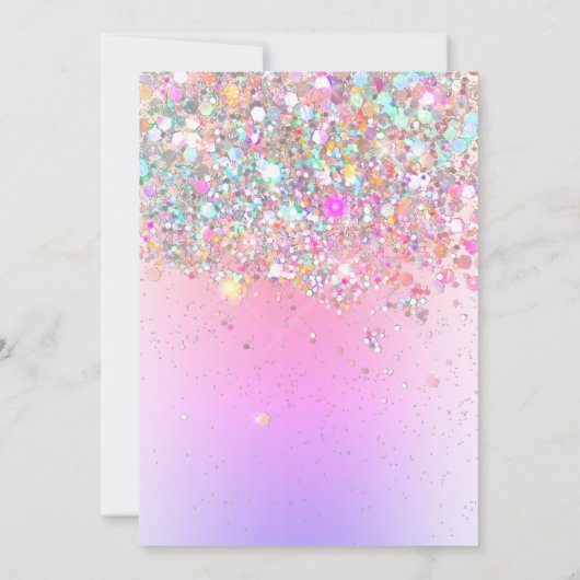 Invitation Girly Holographic Parties scintillant 6e Anniversa (Dos)