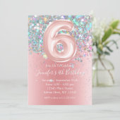 Invitation Girly Holographic Parties scintillant 6e Anniversa (Debout devant)