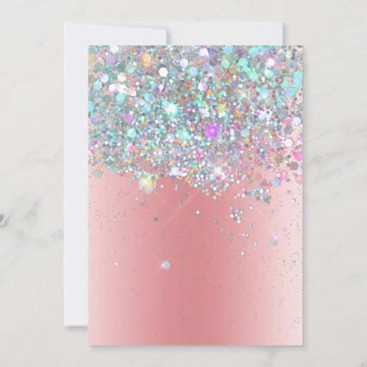 Invitation Girly Holographic Parties scintillant 6e Anniversa (Dos)