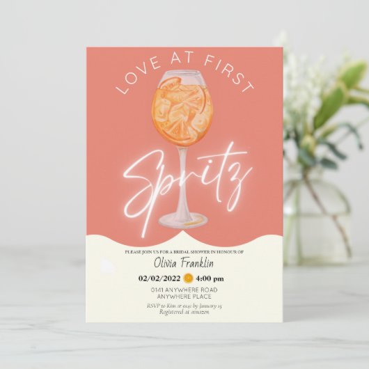 Invitation Girly Love au premier spritz nuptiale (Debout devant)