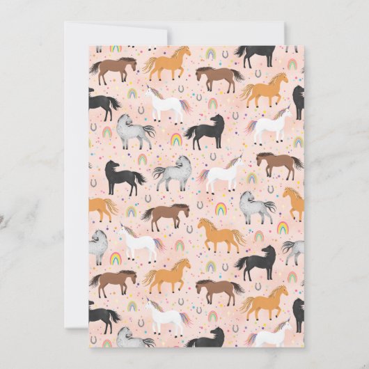 Invitation Girly Magical Cute Pink Unicorn Kids Birthday (Dos)