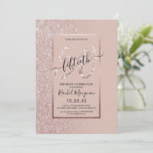 Invitation Girly Modern Rose Rose Gold Parties scintillant 50 (Debout devant)
