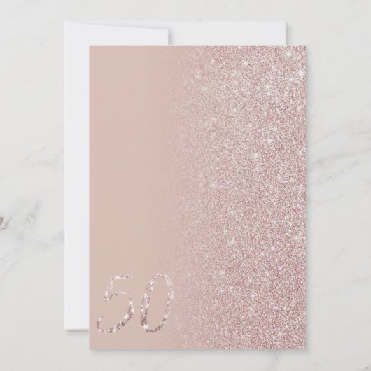 Invitation Girly Modern Rose Rose Gold Parties scintillant 50 (Dos)