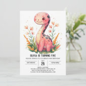 Invitation Girly Pastel Digital Dinosaur Fille Anniversaire (Debout devant)