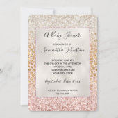 Invitation Girly Peach Gold Empreinte de léopard Parties scin (Devant)