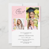 Invitation Girly Photo Collage Modern Graduation Party (Devant)