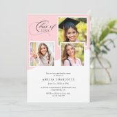 Invitation Girly Photo Collage Modern Graduation Party (Debout devant)