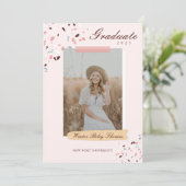 Invitation Girly Pink & Blue Terrazzo Diplôme Photo (Debout devant)
