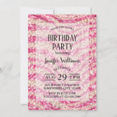Invitation Girly Pink Blush Glitter Zebra Pattern             (Devant)