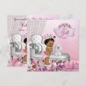 Invitation Girly Pink Chaise Princess Baby shower (Devant / Derrière)