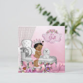 Invitation Girly Pink Chaise Princess Baby shower (Debout devant)