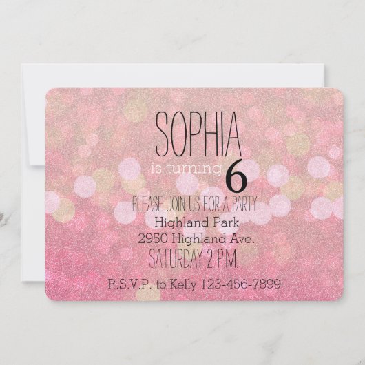 Invitation Girly Pink Glittery (Devant)