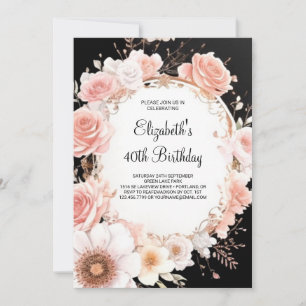 Invitation Girly Rose Gold imprimable 40e anniversaire