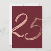 Invitation Girly Simple Burgundy Rose Gold Foil 25e anniversa (Dos)