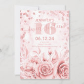 Invitation Girly Sweet 16th Marble Parties scintillant Rose o (Devant)