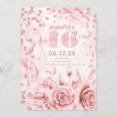 Invitation Girly Sweet 16th Marble Parties scintillant Rose o (Devant / Derrière)