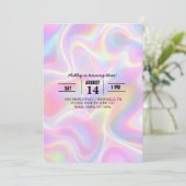 Invitation Girly Vibrant Pastel Holographic Swirl Design      (Debout devant)