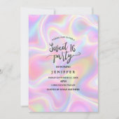 Invitation Girly Vibrant Pastel Holographic Swirl Design      (Devant)