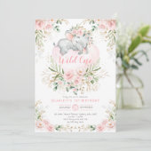 Invitation Girly Wild One Elephant Blush Floral 1er Anniversa (Debout devant)