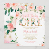 Invitation Gish Pink Floral Baby Shower (Devant / Derrière)