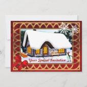 Invitation Gîte d'hiver dans la neige, Noël (Devant)