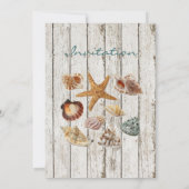 Invitation gîte élégant océan coquillages mariage plage (Dos)