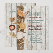 Invitation gîte élégant océan coquillages mariage plage (Devant / Derrière)
