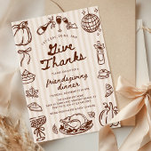 Invitation Give Thanks Hand Drawn Doodle Friendsgiving Dinner
