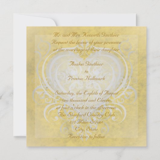 Invitation givrée de jaune de princesse conte de (Dos)