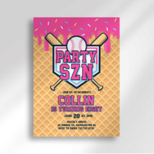 Invitation Glaçage de Crème Glacée Saison de Fête Baseball An