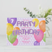 Invitation glaçage violet découpe biscuits filles anniversair (Debout devant)