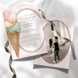 Invitation Glace à la cuillère Rayure rose Enterrement de vie