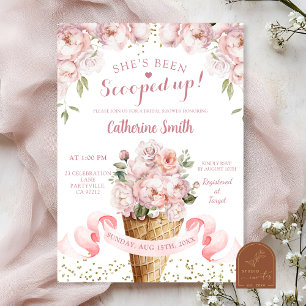 Invitation Glace à la pivoine rose blush enterrement de vie d