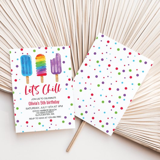 Invitation Glace Arc-en-ciel Faisons la Fête Anniversaire d'é