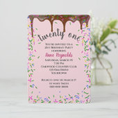 Invitation Glace au chocolat avec arrosage pour 21e anniversa (Debout devant)