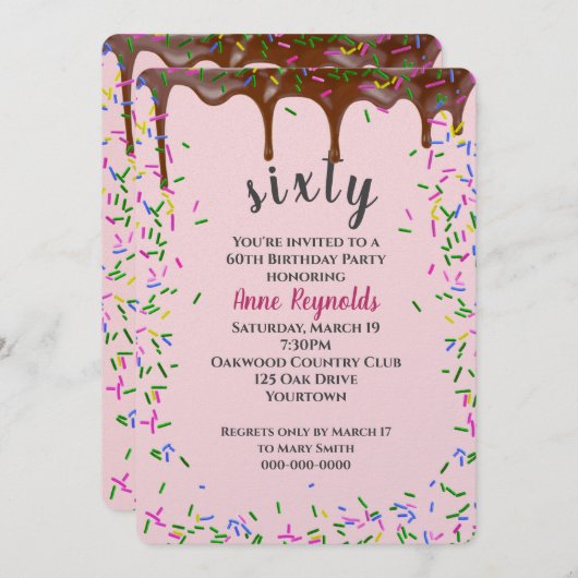 Invitation Glace au chocolat avec arrosage pour 60e anniversa (Devant / Derrière)